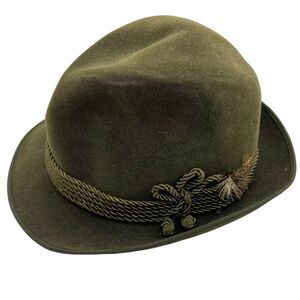 Vintage Mimrof Mens Green Felt Oktoberfest Fitted Classic Tyrolean Hat Size 7